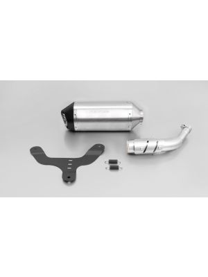 SPORTEXHAUST, slip on (muffler with connecting tube incl. Euro 4 cat.) with heat shield for Vespa GTS 300 ie Super / GTV 300 Sei Giorni, stainless steel, with EC homologation