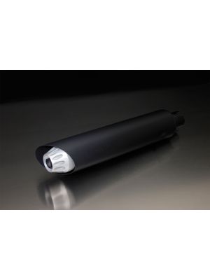 RETRO, slip on (silencer incl. connecting tube) with anodized aluminium end cap, stainless steel black, EEC, 55 mm